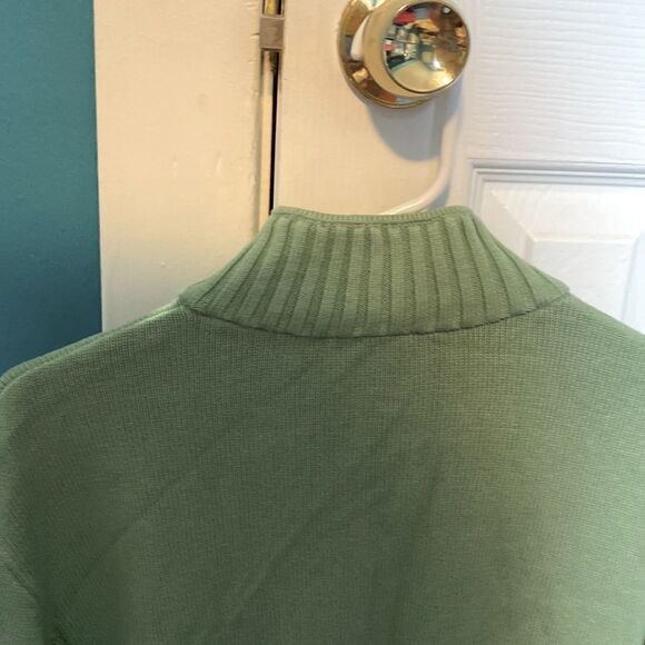 Lacoste 1/4 Zip Mock Collar Sweater Pale Green - Picture 6 of 8